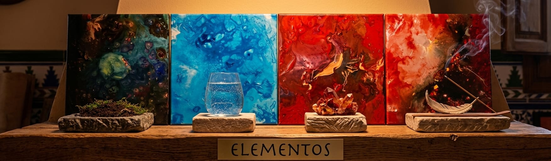 Los cuatro elementos pintados juntos